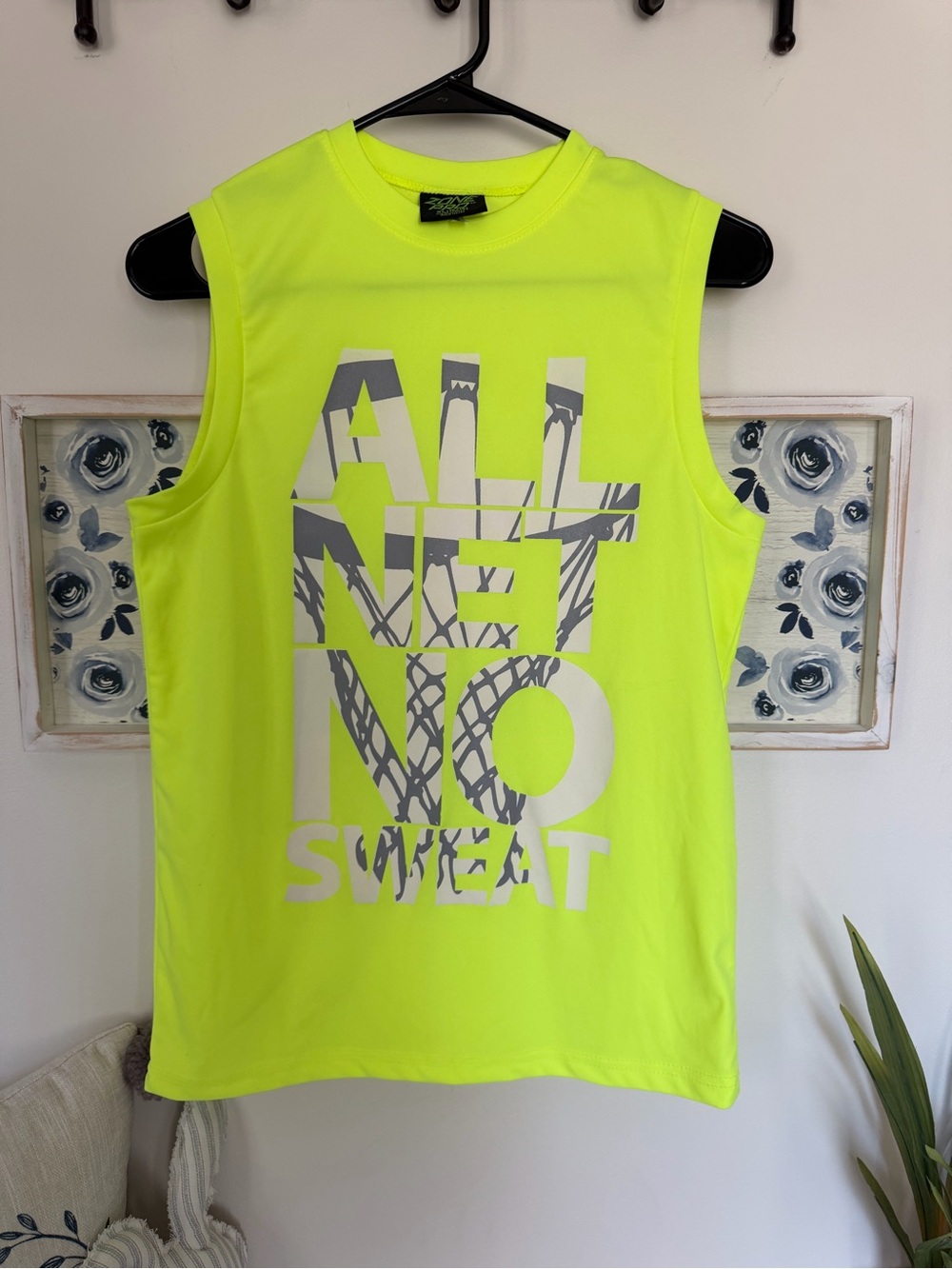 Zone Pro Neon Yellow Sleeveless Athletic Tank with Bold Front Graphic